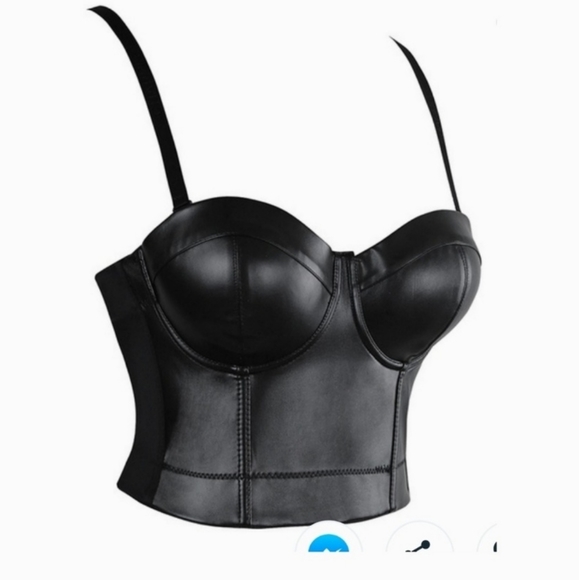 Tops - Black vegan    leather.      Crop top